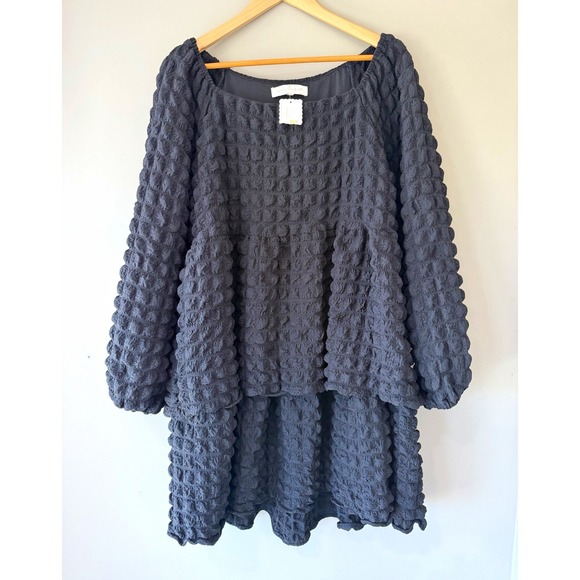 Simply Southern Dresses & Skirts - Simply Southern Women's Black Textured Tiered Puff Sleeve‎ Dress Size L NWT
